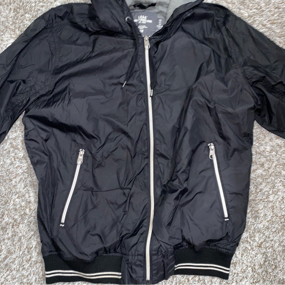 H&M Black Hooded Windbreaker Jacket - Picture 3 of 5